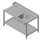 Table lave-vaisselle - 190 x 75cm - Droite - avec évier et étagère de rangement inox Maxima - Table entrée/sortie professionnel CHR - matériel cuisine pro - Cuistéo