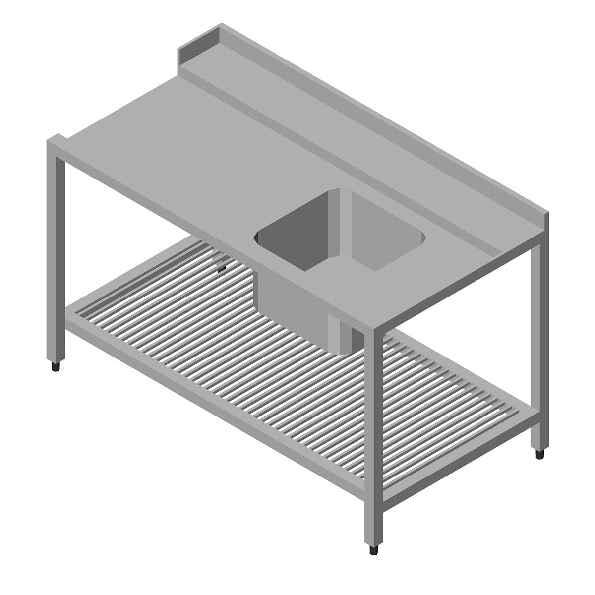 Table lave-vaisselle - 190 x 75cm - Droite - avec évier et étagère de rangement inox Maxima - Table entrée/sortie professionnel CHR - matériel cuisine pro - Cuistéo