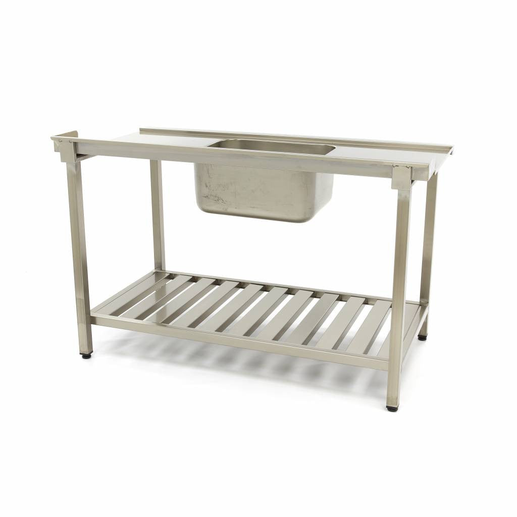 Table de lave-vaisselle - 120 x 75cm - Gauche - avec évier et crédence inox Maxima - vue 2 - Table entrée/sortie pro CHR - Cuistéo