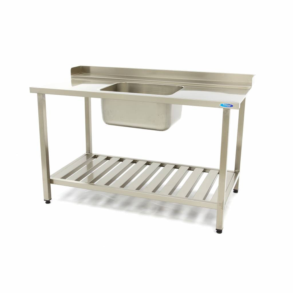 Table de lave-vaisselle - 120 x 75cm - Droite - avec dosseret et étagère inox Maxima - Table entrée/sortie professionnel CHR - matériel cuisine pro - Cuistéo