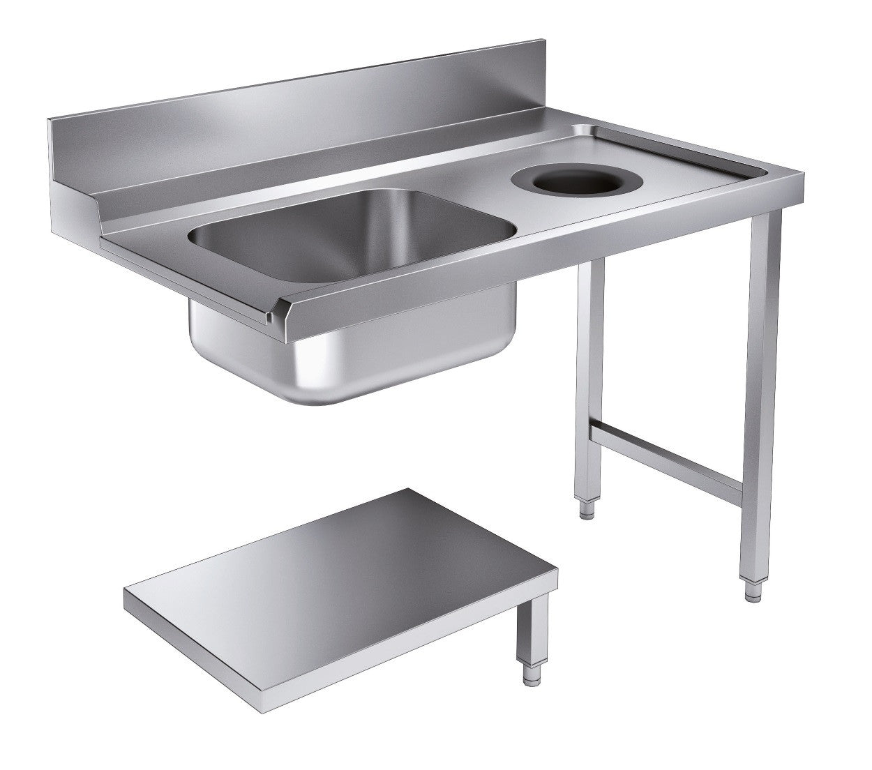 Table d'approvisionement étagère avec trou déchets inox 1200x750x900 mm Combisteel - Table entrée/sortie professionnel CHR - matériel cuisine pro - Cuistéo