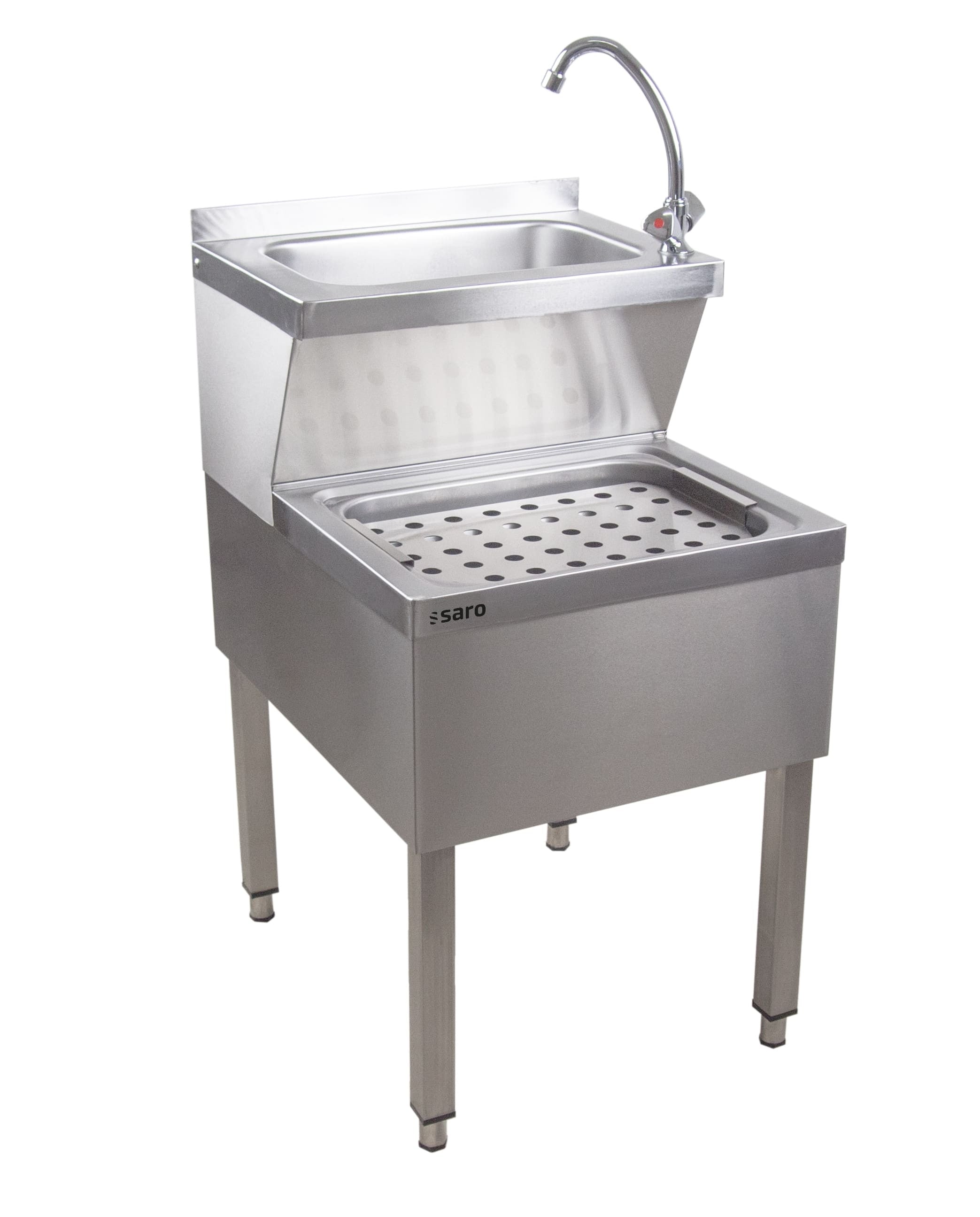 Lave-mains inox - 500x600x850mm - Avec mélangeur - Étagère - HANNA Saro - Lave-vaisselle professionnel CHR - matériel cuisine pro - Cuistéo