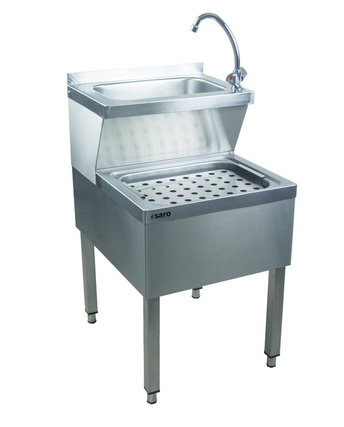 Lave-mains inox - 500x690x850mm - Avec mélangeur - Étagère - MONA Saro - Lave-vaisselle professionnel CHR - matériel cuisine pro - Cuistéo