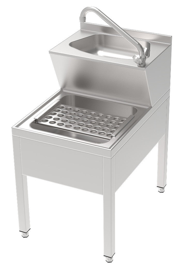 Lavabo mains 2 niveaux sur pieds 500x700x850 mm Combisteel - vue 3 - Lave-vaisselle pro CHR - Cuistéo