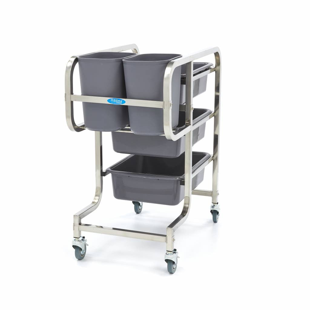 Chariot de nettoyage - inclut 5 bacs inox Maxima - Chariot de nettoyage professionnel CHR - matériel cuisine pro - Cuistéo