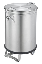 Poubelle ME 50 - Sur roulettes - Avec pédale - Acier inoxydable Saro - Table inox avec étagère professionnel CHR - matériel cuisine pro - Cuistéo
