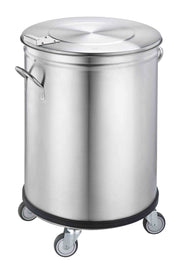 Corbeille à papier ME 90 - Sur roulettes - Sans pédale - Acier inoxydable Saro - Table inox avec étagère professionnel CHR - matériel cuisine pro - Cuistéo