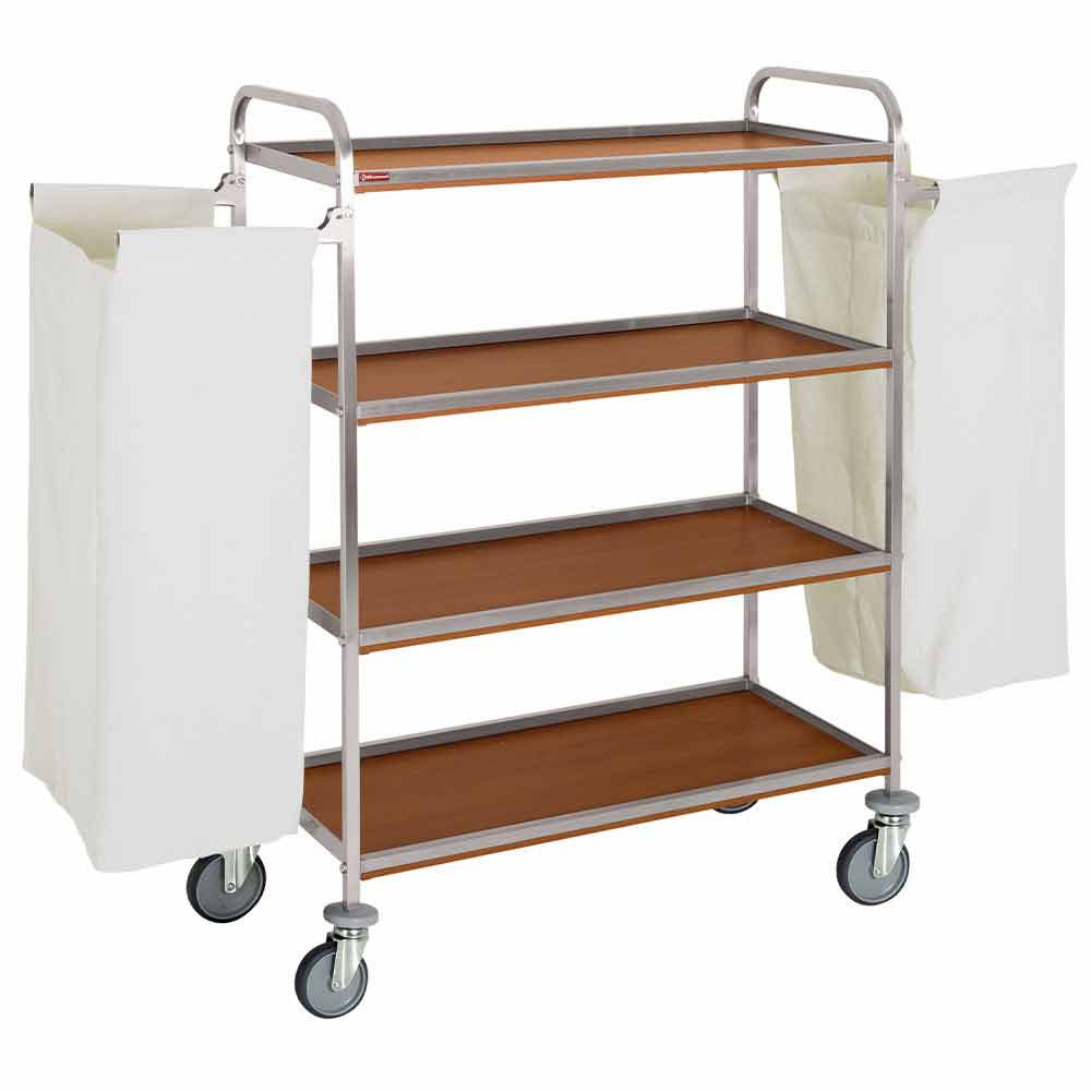 Chariot à linge inox 4 niveaux avec 2 sacs - Diamond
