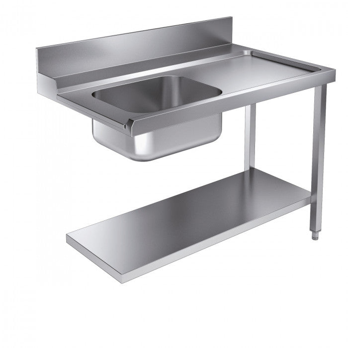 Table d'entrée étagère inférieure 1200 droite avec évier inox 1200x800x900 mm Combisteel - Lave-vaisselle professionnel CHR - matériel cuisine pro - Cuistéo