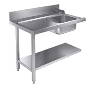 Table d'entrée étagère inférieure 1200 gauche avec évier inox 1200x800x900 mm Combisteel - Lave-vaisselle professionnel CHR - matériel cuisine pro - Cuistéo