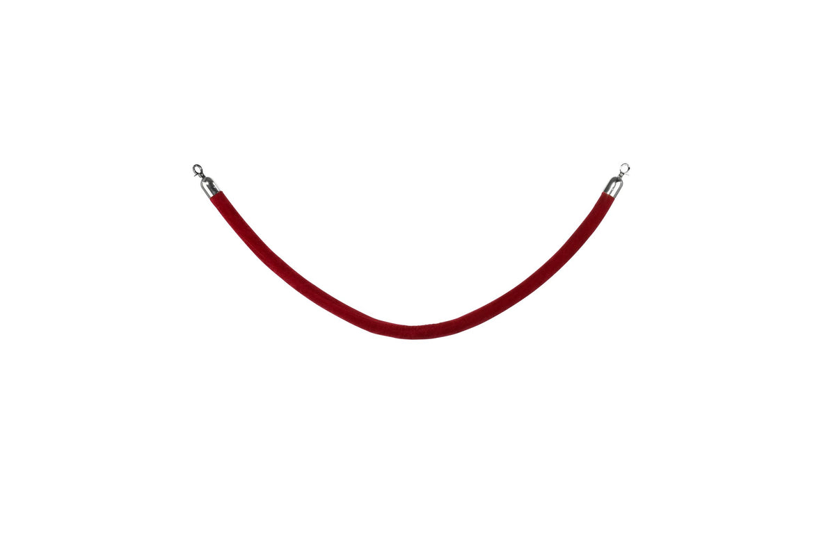 Cordon poteau - Velours - Ø38x1500mm - Argent/Rouge - AF 219 - Saro
