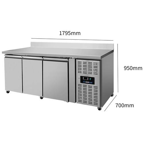Table réfrigérée positive 3 portes GN 1/1 417 L - L 1790 x P 700 x H 850 mm - Unninox