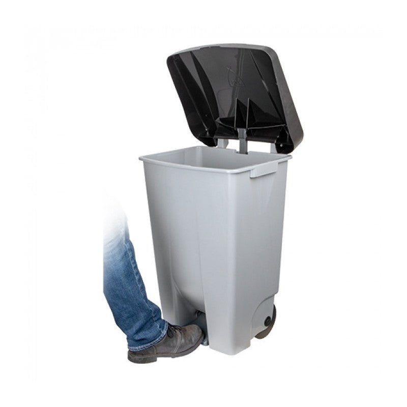 Poubelle à pédale grise contenance 80 L - Denox