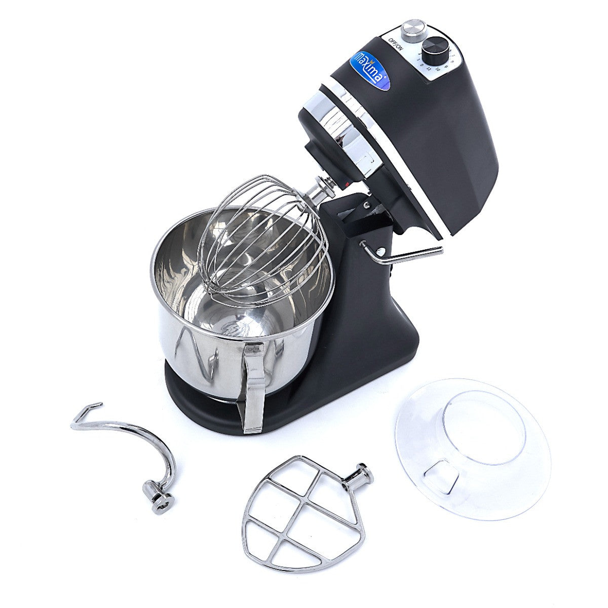 Mixer planétaire - 7L - Jusqu'à 2kg de pâte - Noir mat 350 W Maxima - vue 14 - Batteur-mélangeur pro CHR - Cuistéo