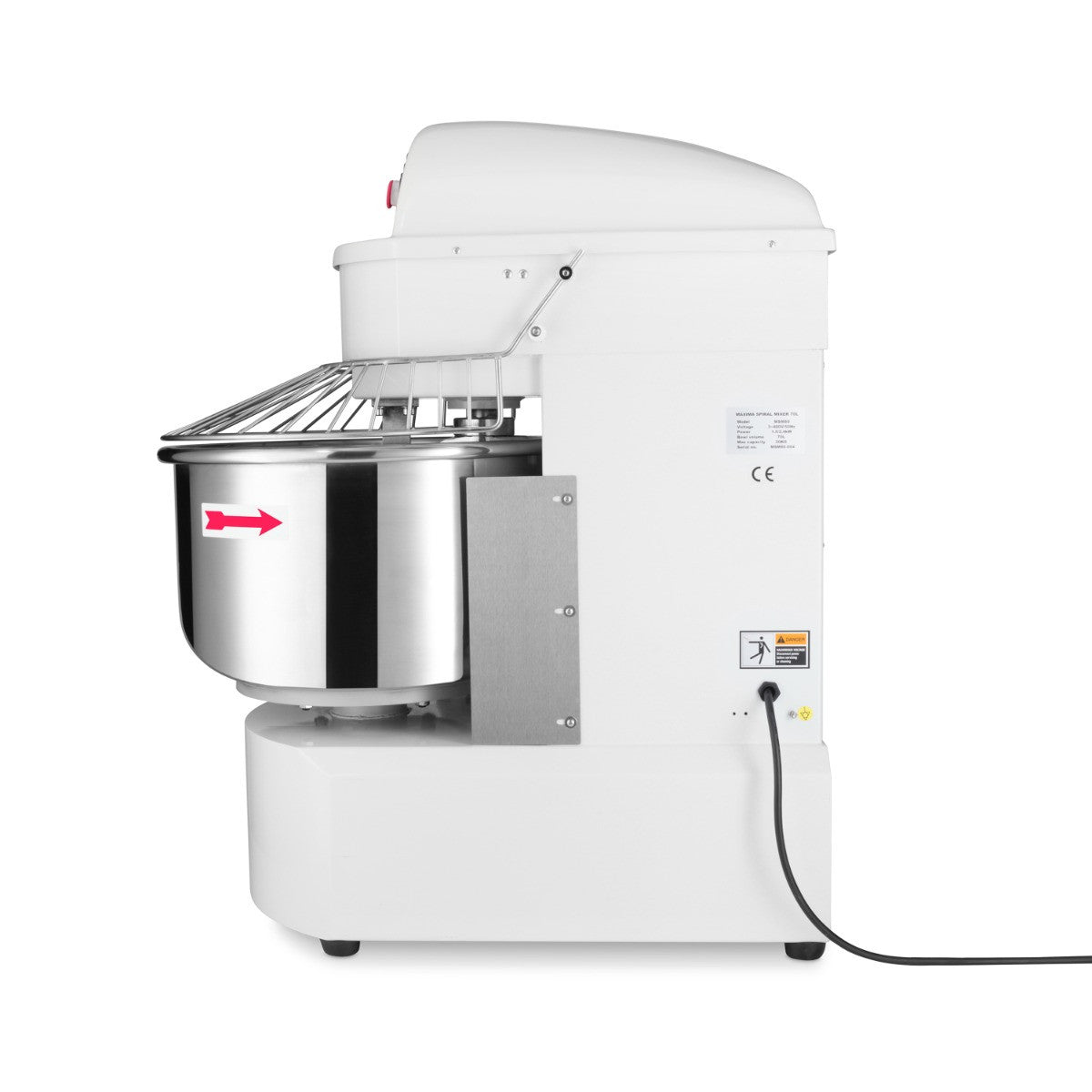 Pétrin professionnel 75L 48kg 2 vitesses triphasé pour pain et pizza 2400 W Maxima - vue 4 - Pétrin spirale pro CHR - Cuistéo