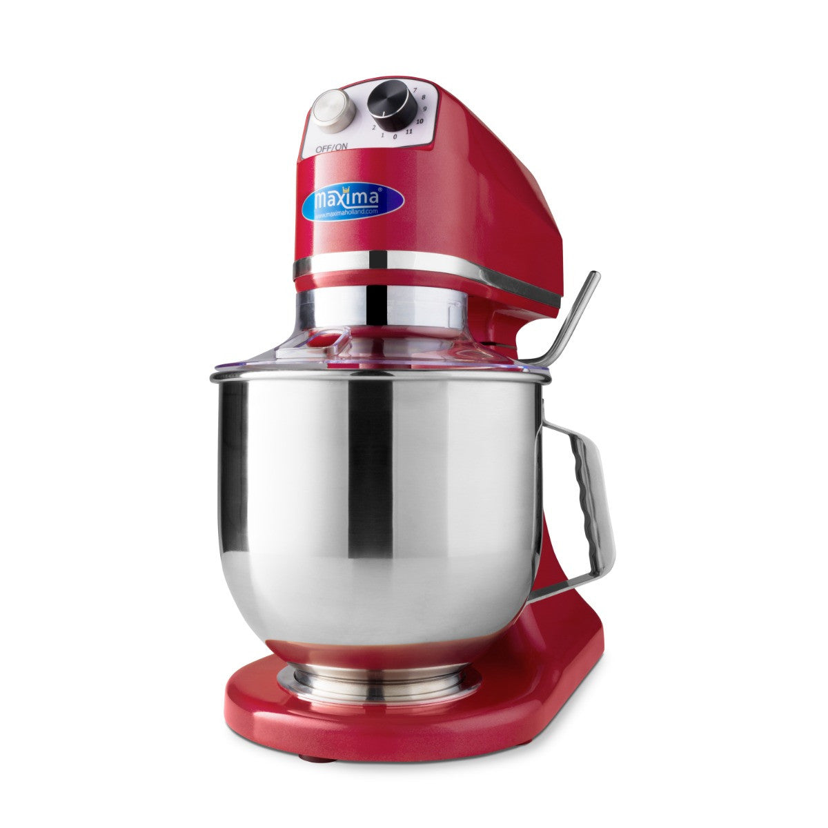 Mixer planétaire - 7L - Jusqu'à 2kg de pâte - Rouge Framboise 350 W Maxima - Batteur-mélangeur professionnel CHR - matériel cuisine pro - Cuistéo