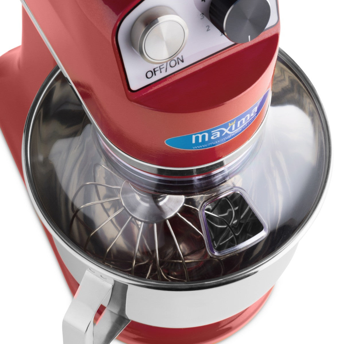 Mixer planétaire - 7L - Jusqu'à 2kg de pâte - Rouge Framboise 350 W Maxima - vue 8 - Batteur-mélangeur pro CHR - Cuistéo