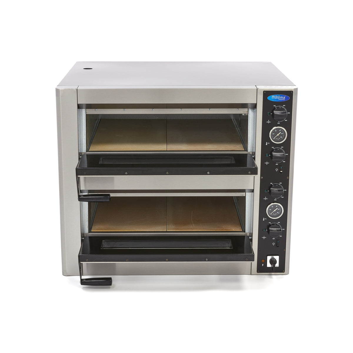 Four à pizza professionnel - 8 pizzas - Double étage - 400V triphasé 600x600x300 mm 10000 W Maxima - vue 3 - Four à pizza électrique double pro CHR - Cuistéo