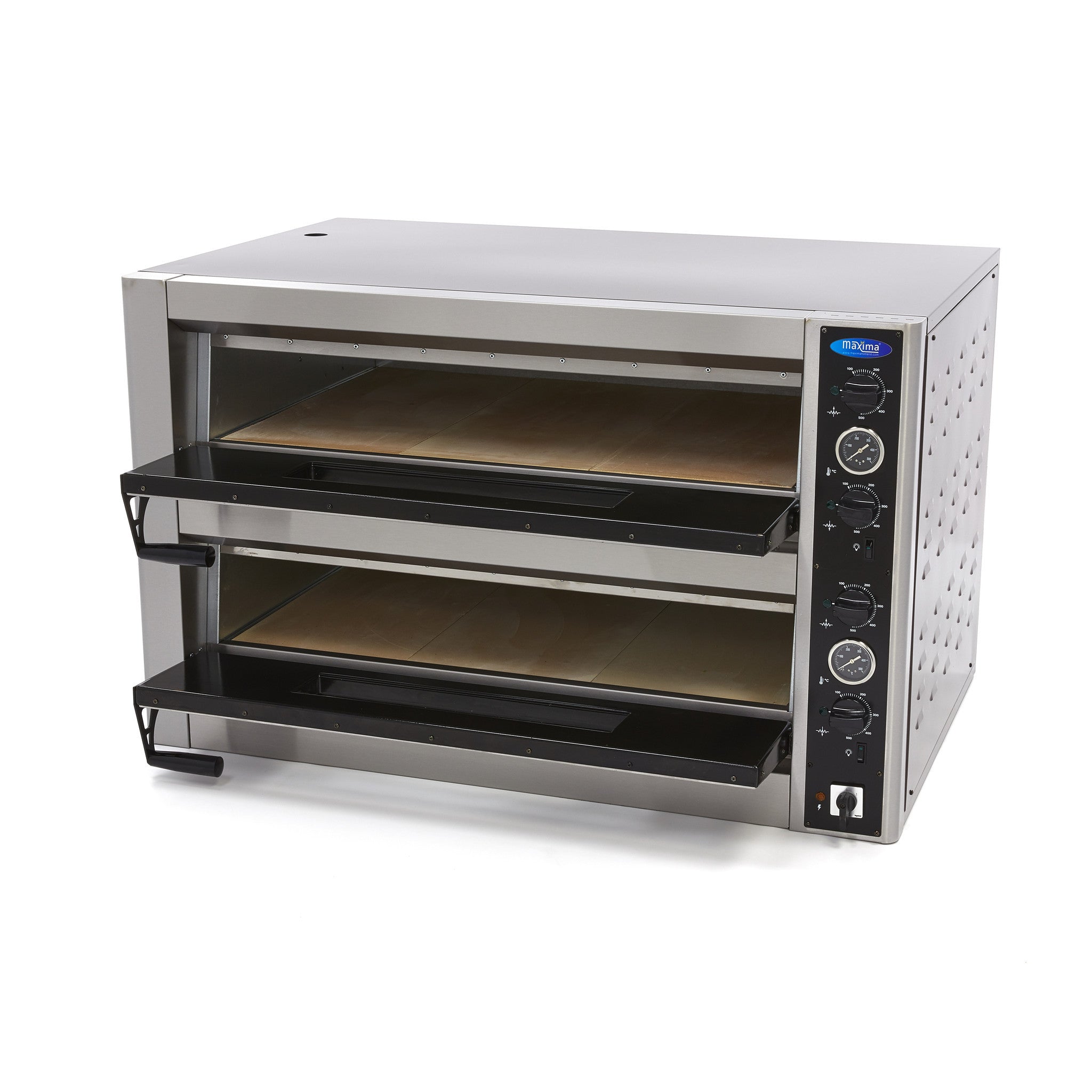 Four à pizza - triphasé - 12 pizzas de diam 30 cm - double étage 12000 W Maxima - vue 2 - Four à pizza électrique double pro CHR - Cuistéo