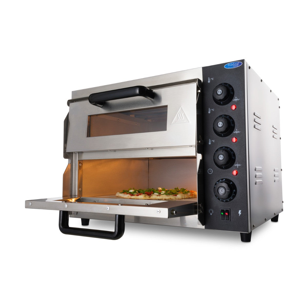 Four à pizza double étage - 2 pizzas de diam 40 cm 3000 W Maxima - vue 4 - Four à pizza électrique double pro CHR - Cuistéo