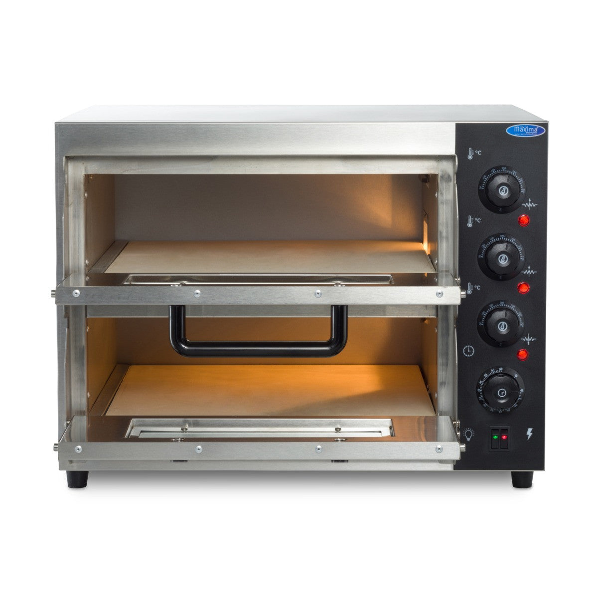Four à pizza double étage - 2 pizzas de diam 40 cm 3000 W Maxima - vue 7 - Four à pizza électrique double pro CHR - Cuistéo