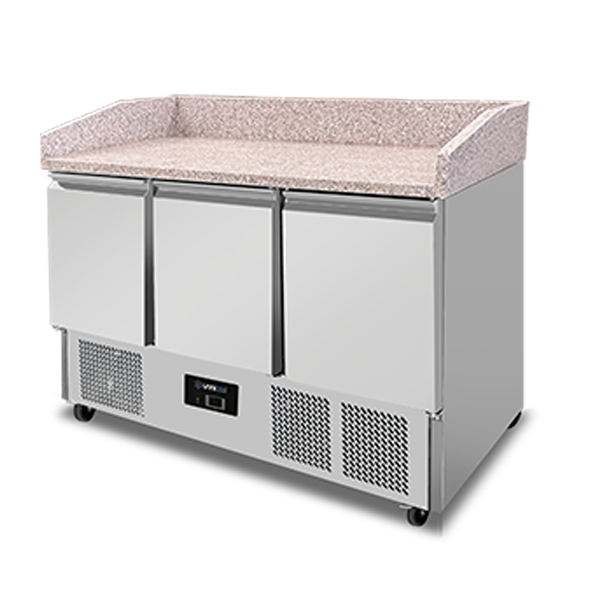 Table réfrigérée pizza 3 portes GN 1/1 350 L Compact Line - L 1400 x P 700 x H 1020 mm - Unninox