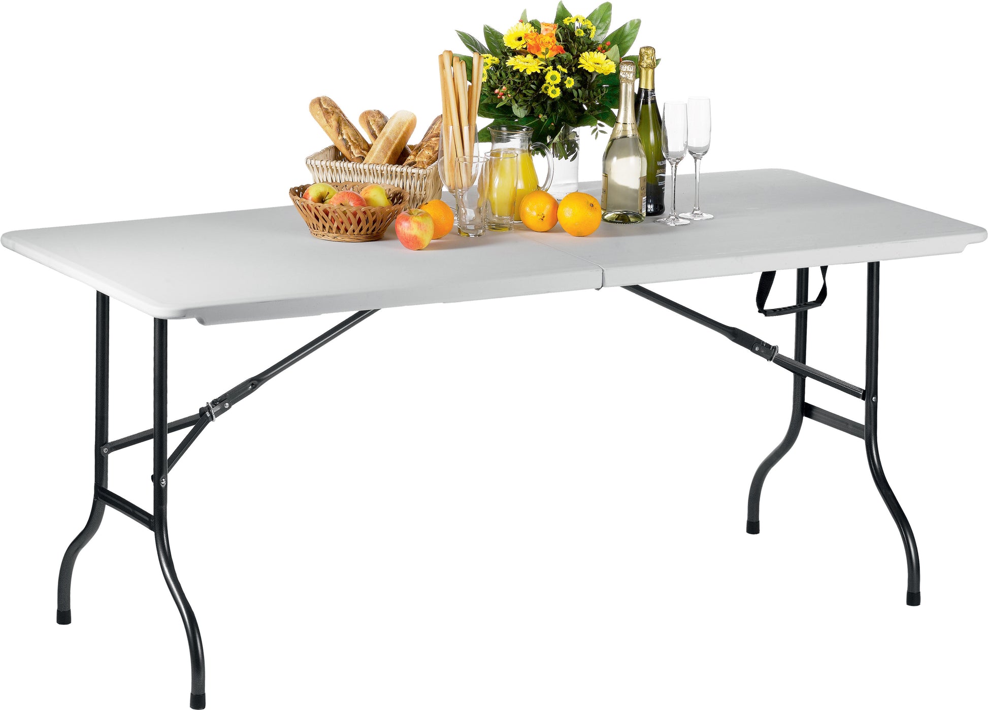 Table pliante - Acier/PEHD - 1830x760x720mm - 100kg - PARTY 182 Saro - Table inox avec étagère professionnel CHR - matériel cuisine pro - Cuistéo