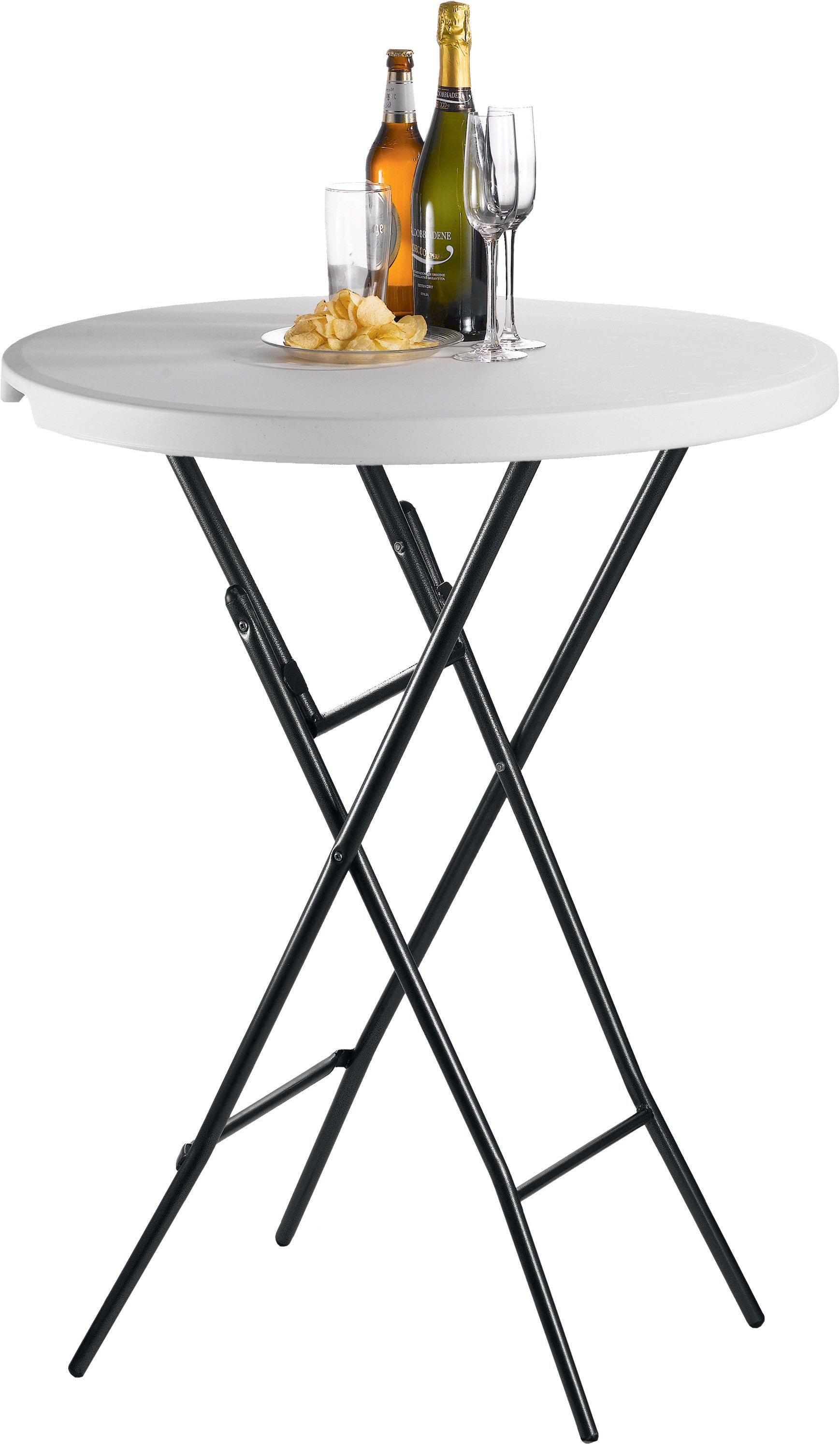 Table cocktail - Acier/Plastique - 800x800x1100mm - 50kg 50 L Saro - Table inox avec étagère professionnel CHR - matériel cuisine pro - Cuistéo