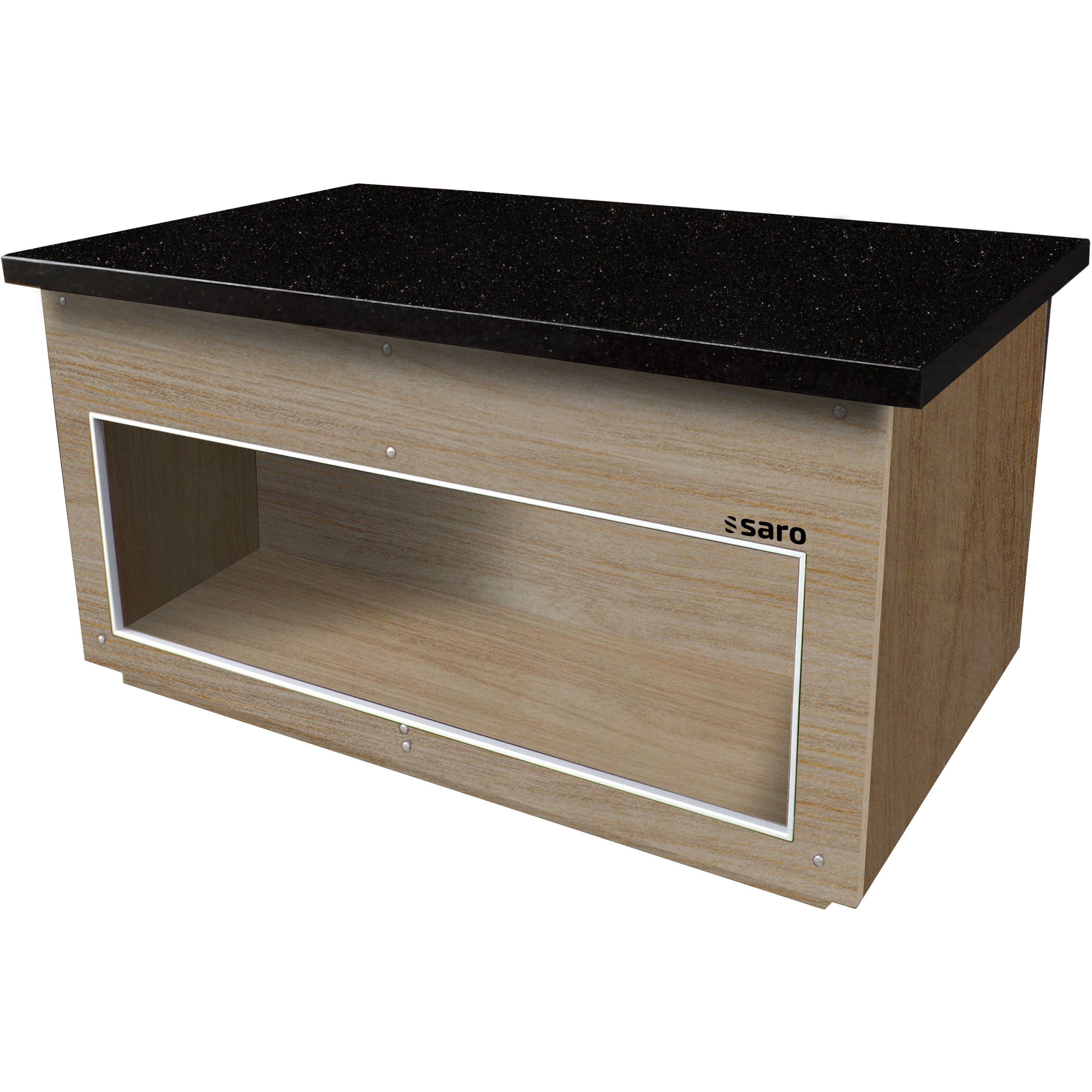 Élément Neutre - 1600x880x850mm - Granit Noir - Chêne - Plateau Saro - Table inox avec étagère professionnel CHR - matériel cuisine pro - Cuistéo