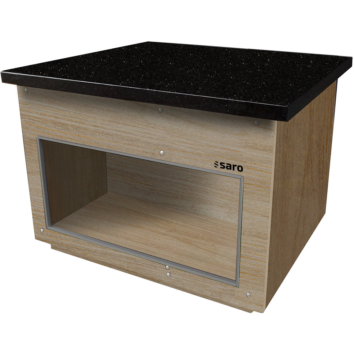 Élément Neutre - 1000x880x850mm - Granit Noir - Chêne - Plateau Saro - Table inox avec étagère professionnel CHR - matériel cuisine pro - Cuistéo