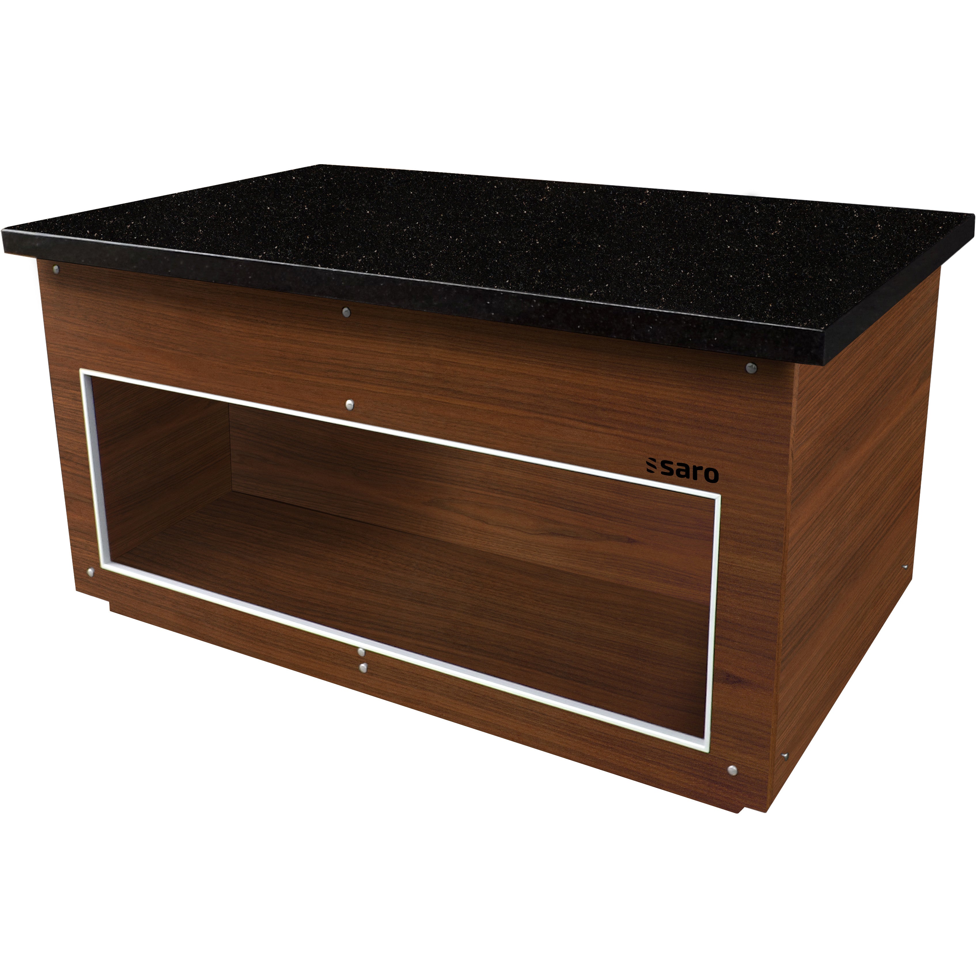 Élément Neutre - 1600x880x850mm - Granit Noir - Noyer - Plateau Saro - Table inox avec étagère professionnel CHR - matériel cuisine pro - Cuistéo
