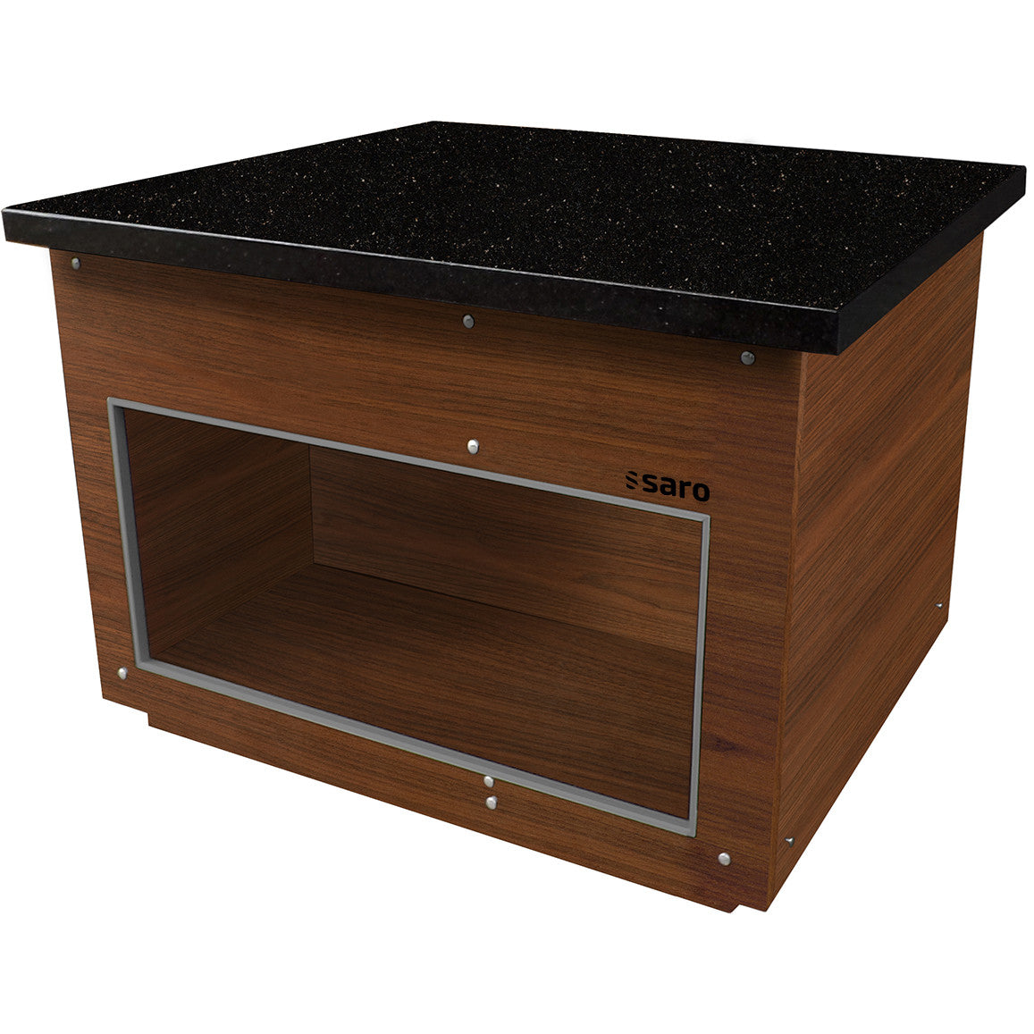 Élément Neutre - 1000x880x850mm - Granit Noir - Noyer - Plateau Saro - Table inox avec étagère professionnel CHR - matériel cuisine pro - Cuistéo