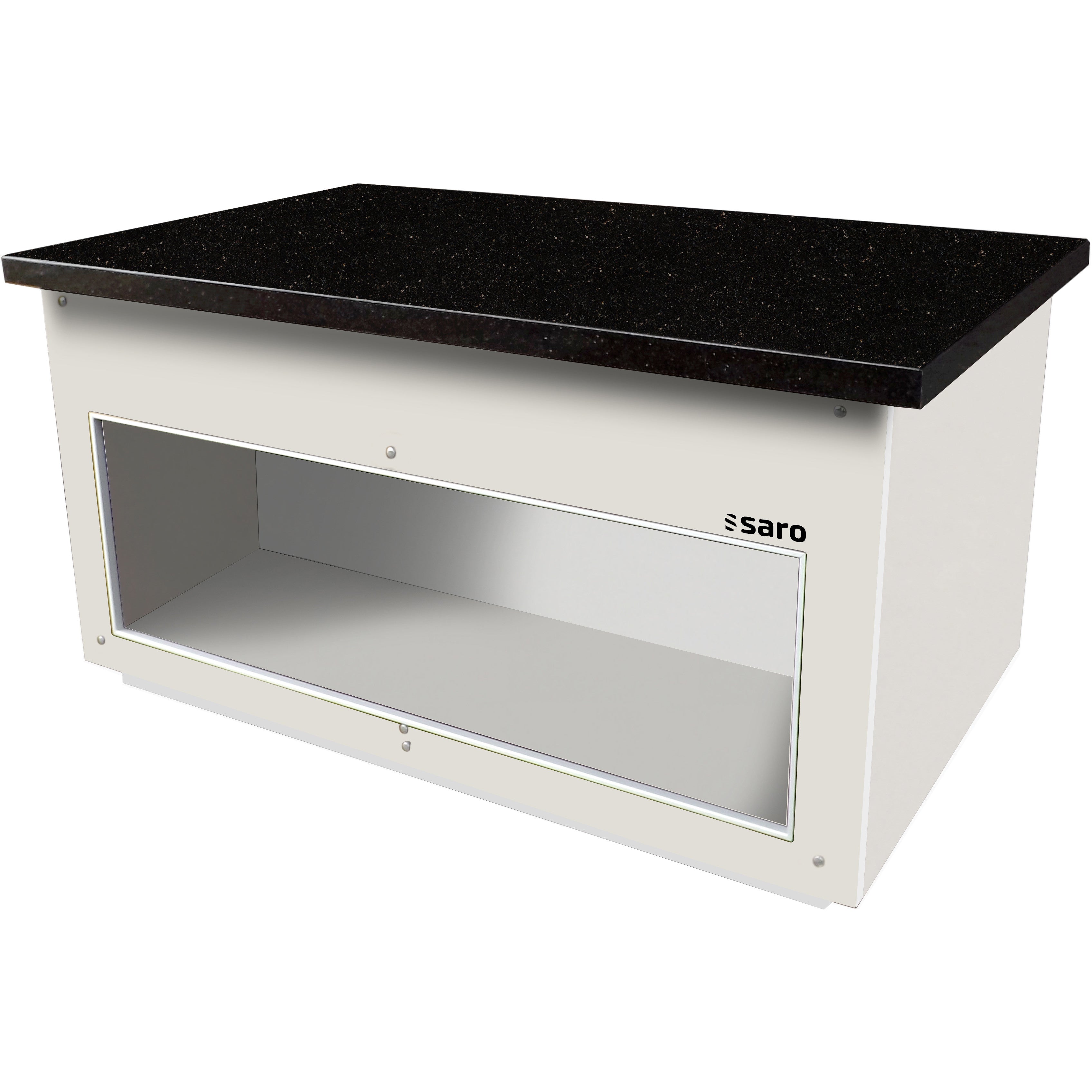 Élément Neutre - 1600x880x850mm - Granit Blanc/Noir - Blanc - Plateau Saro - Table inox avec étagère professionnel CHR - matériel cuisine pro - Cuistéo