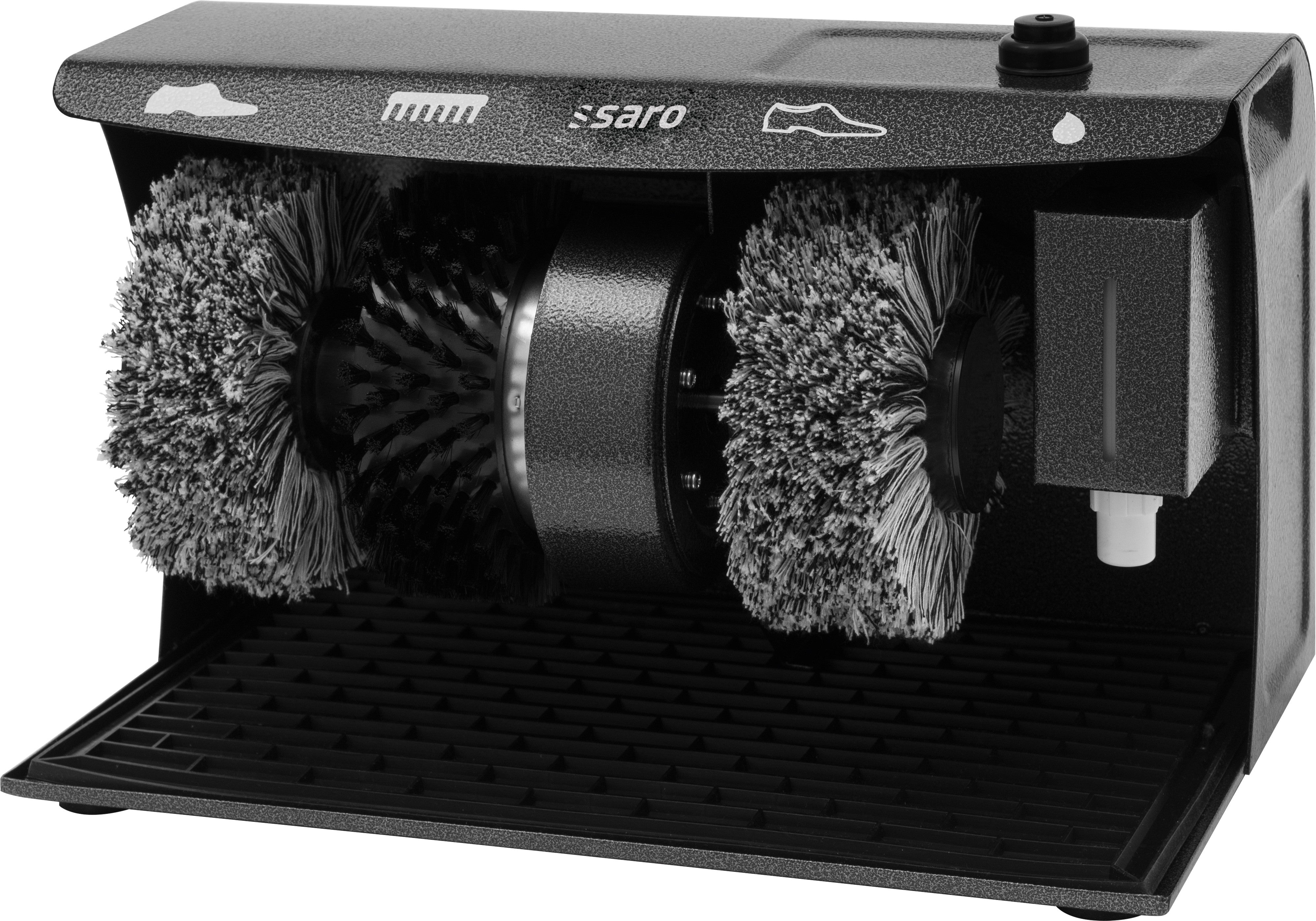 Machine nettoyage chaussures - 400x240x258mm - 3 brosses 1 L Saro - Réception Hôtel professionnel CHR - matériel cuisine pro - Cuistéo