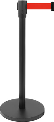 Poteau barrière - Noir - Ø360x915mm - Courroie 1,8m rouge Saro - Poteau d'Accueil professionnel CHR - matériel cuisine pro - Cuistéo
