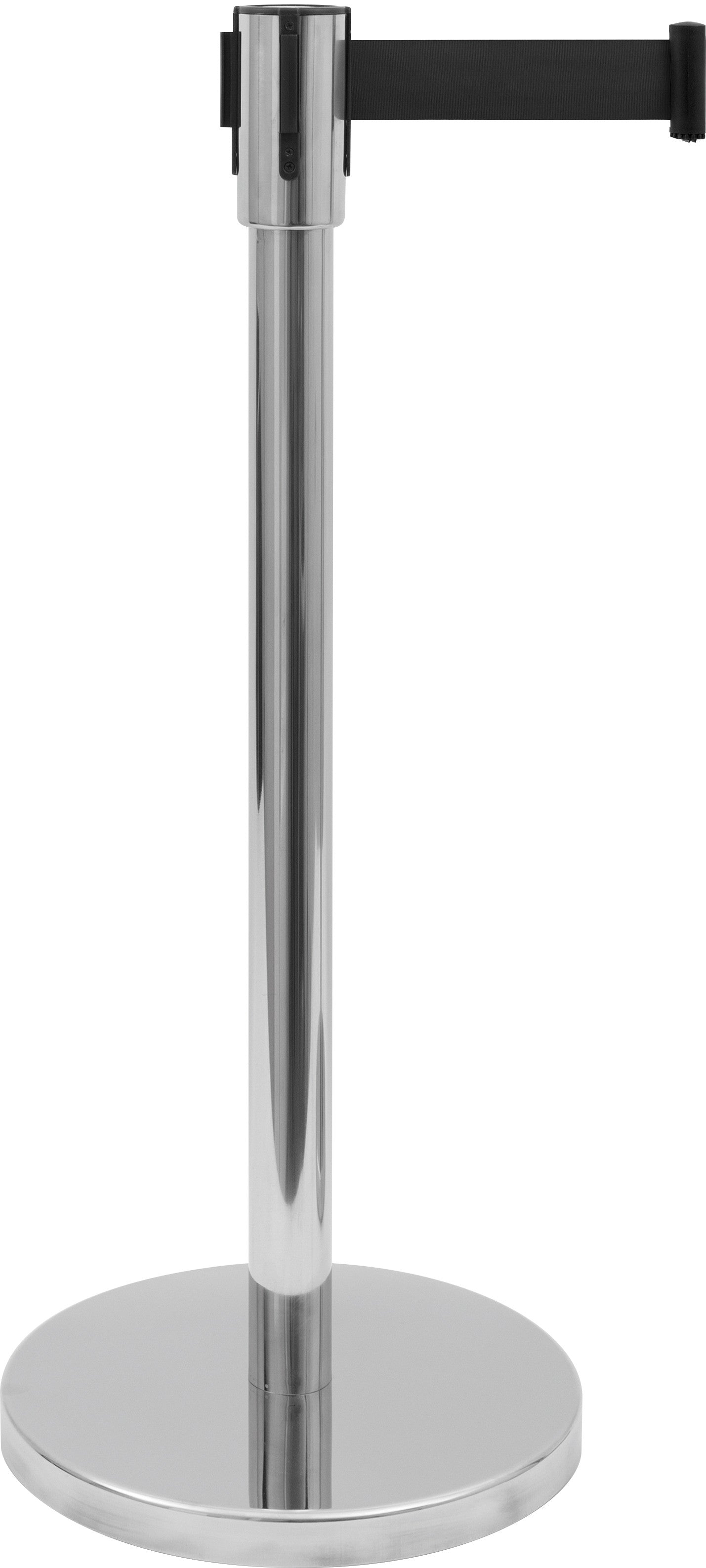 Poteau barrière - Inox - Ø360x915mm - Courroie 1,8m noire - AF 206 S Saro - Poteau d'Accueil professionnel CHR - matériel cuisine pro - Cuistéo