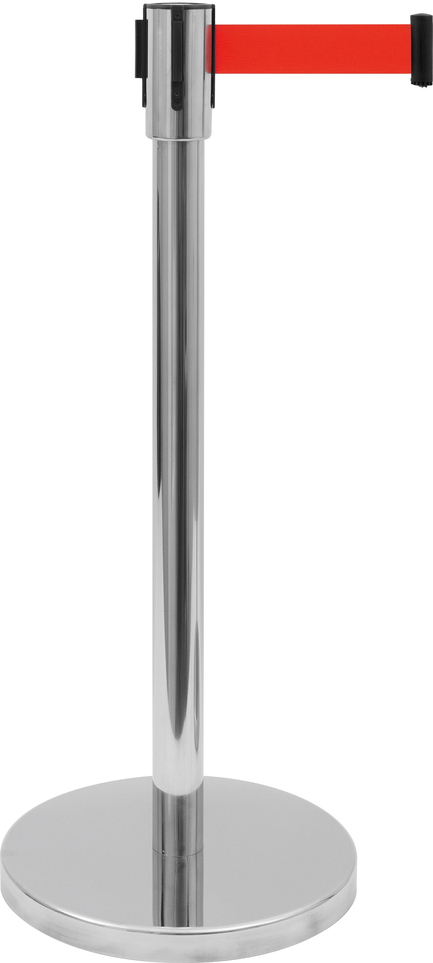Poteau barrière - Inox - Ø360x915mm - Courroie 3m rouge - AF 306 SR Saro - Poteau d'Accueil professionnel CHR - matériel cuisine pro - Cuistéo