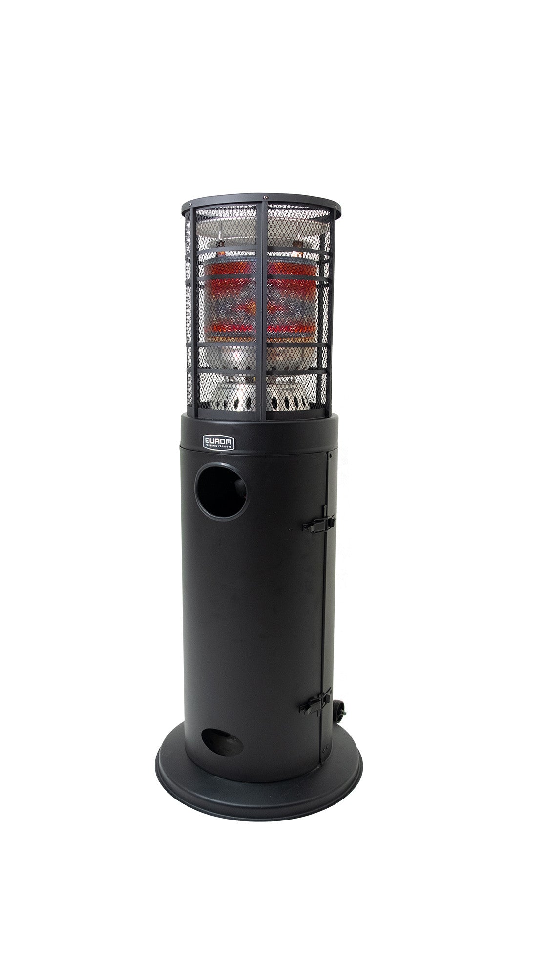 Chauffage Terrasse Gaz - 13kW - Ø545x1390mm - Noir - Roues Saro - Chauffage extérieur professionnel CHR - matériel cuisine pro - Cuistéo