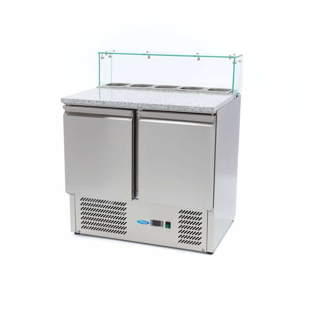 Réfrigérateur pizza - 90 cm - 5 bacs GN 1/6 285 L 230 W Maxima - Table réfrigérée pizza professionnel CHR - matériel cuisine pro - Cuistéo