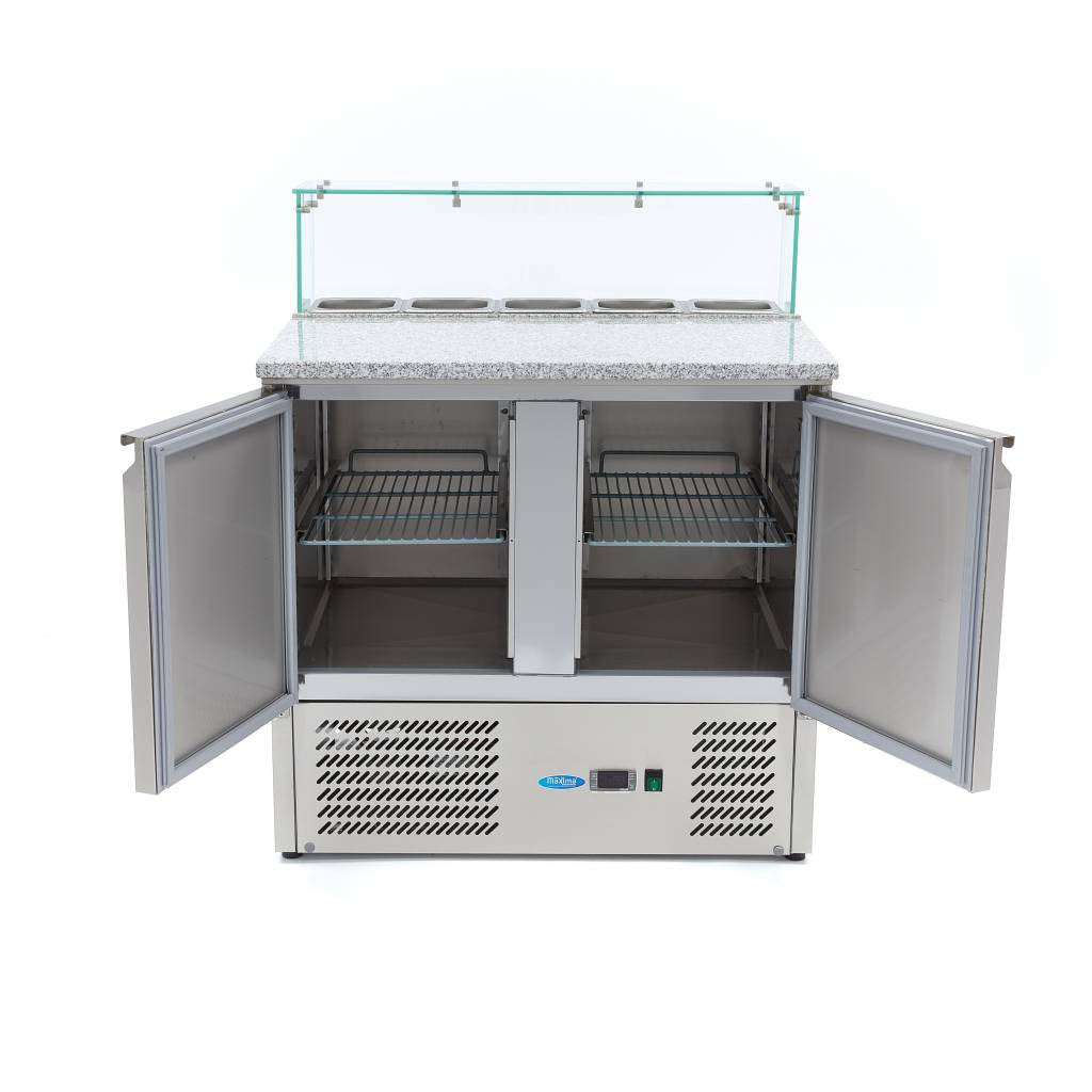 Réfrigérateur pizza - 90 cm - 5 bacs GN 1/6 285 L 230 W Maxima - vue 3 - Table réfrigérée pizza pro CHR - Cuistéo