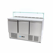 Réfrigérateur à pizza - 137cm - 3 portes - 8 x 1/6 GN 400 L 230 W Maxima - Table réfrigérée pizza professionnel CHR - matériel cuisine pro - Cuistéo