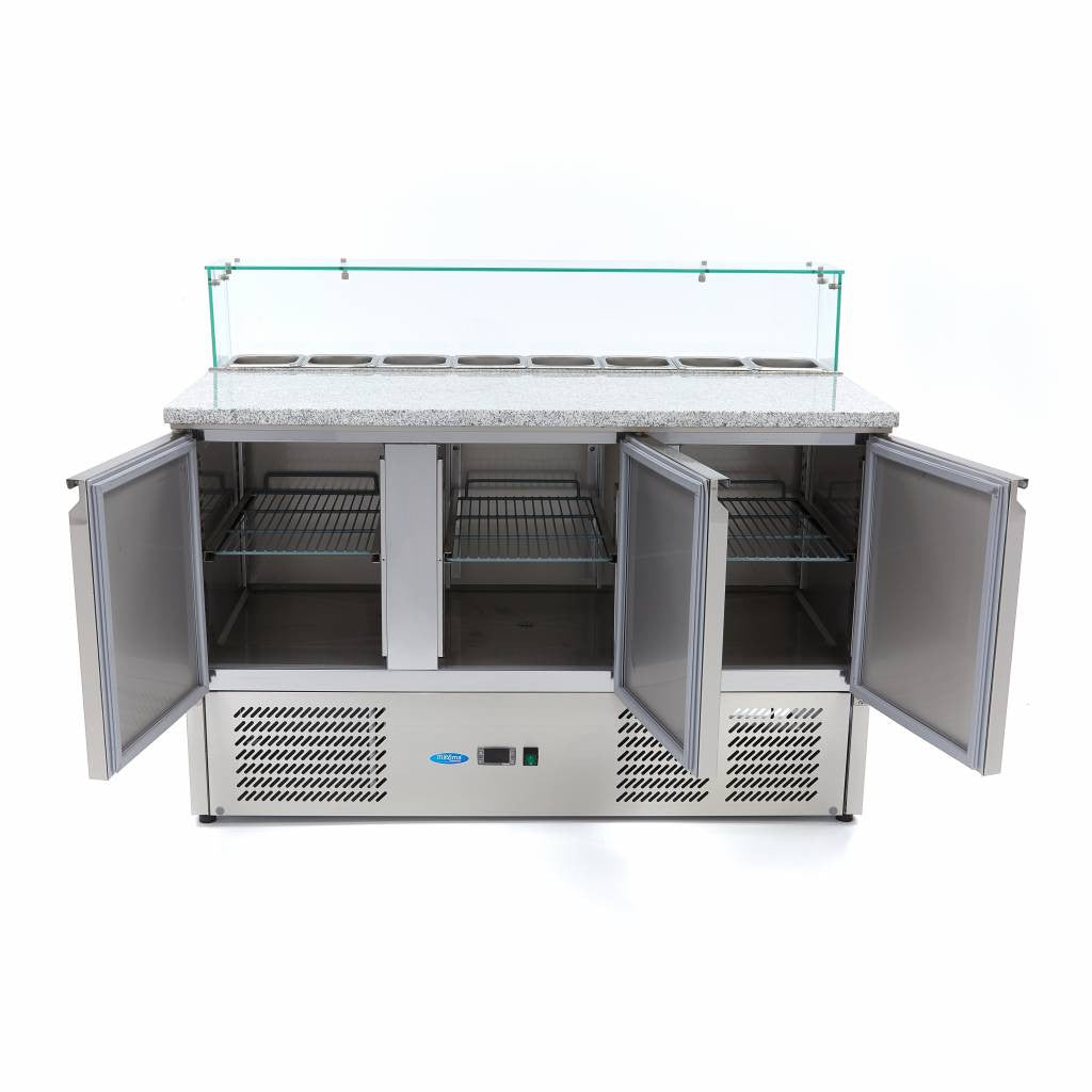 Réfrigérateur à pizza - 137cm - 3 portes - 8 x 1/6 GN 400 L 230 W Maxima - vue 3 - Table réfrigérée pizza pro CHR - Cuistéo