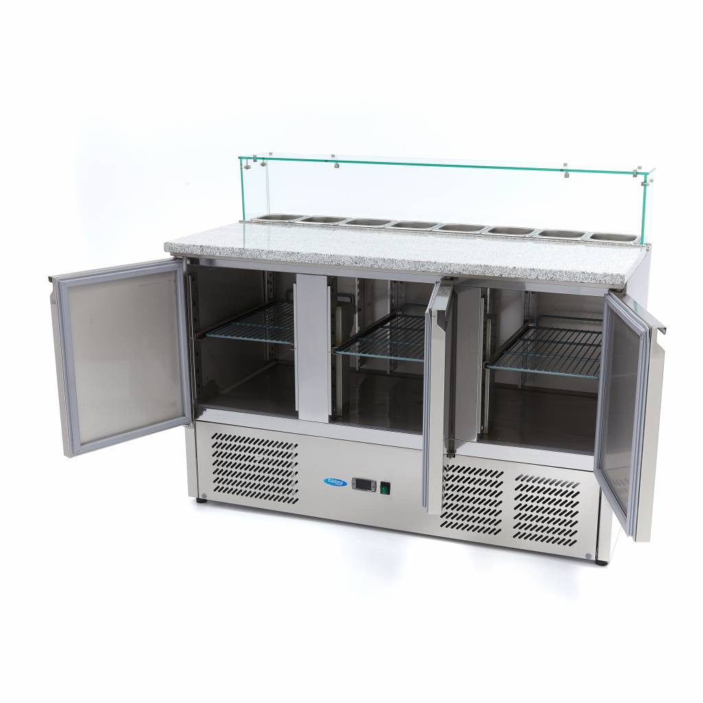 Réfrigérateur à pizza - 137cm - 3 portes - 8 x 1/6 GN 400 L 230 W Maxima - vue 4 - Table réfrigérée pizza pro CHR - Cuistéo