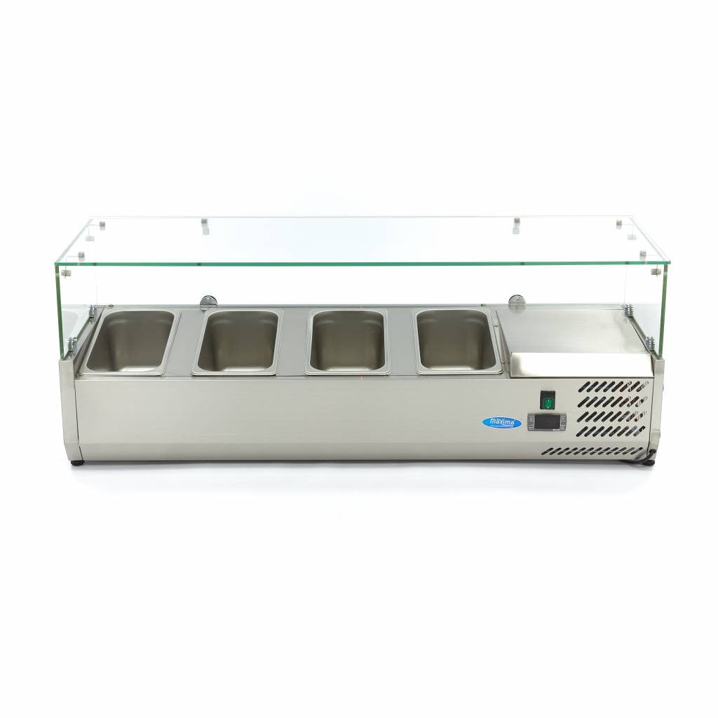 Saladette de comptoir - 120cm - 4 bacs GN 1/3 4 L 200 W Maxima - vue 2 - Saladette pizza à poser pro CHR - Cuistéo