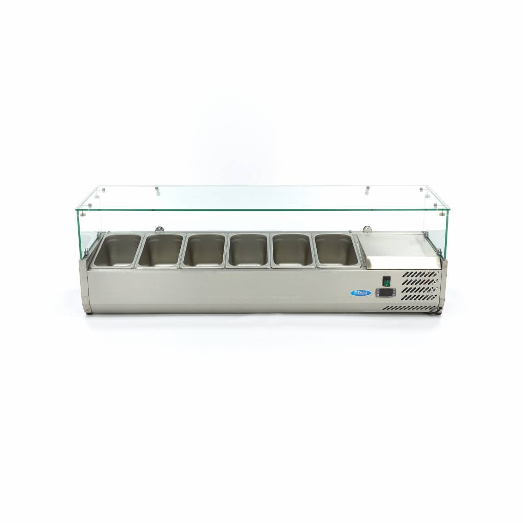 Saladette sur plan de travail - 140cm - 6 bacs GN 1/3 inox 6 L 200 W Maxima - vue 2 - Saladette pizza à poser pro CHR - Cuistéo