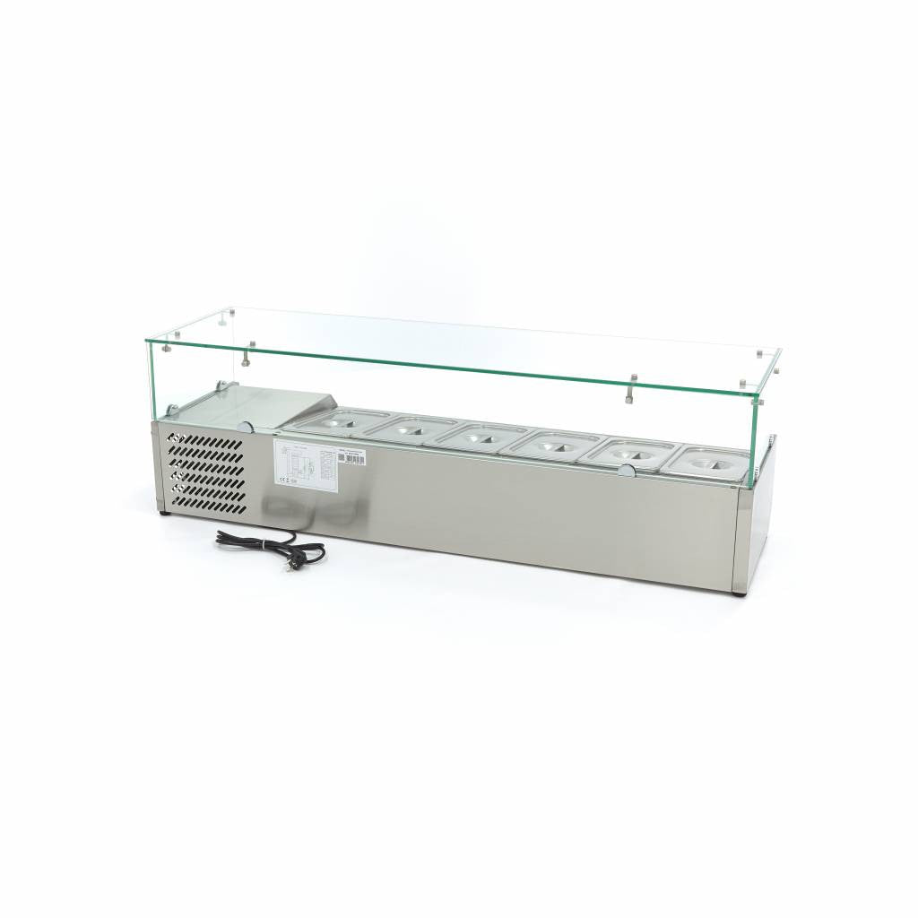 Saladette sur plan de travail - 140cm - 6 bacs GN 1/3 inox 6 L 200 W Maxima - vue 4 - Saladette pizza à poser pro CHR - Cuistéo