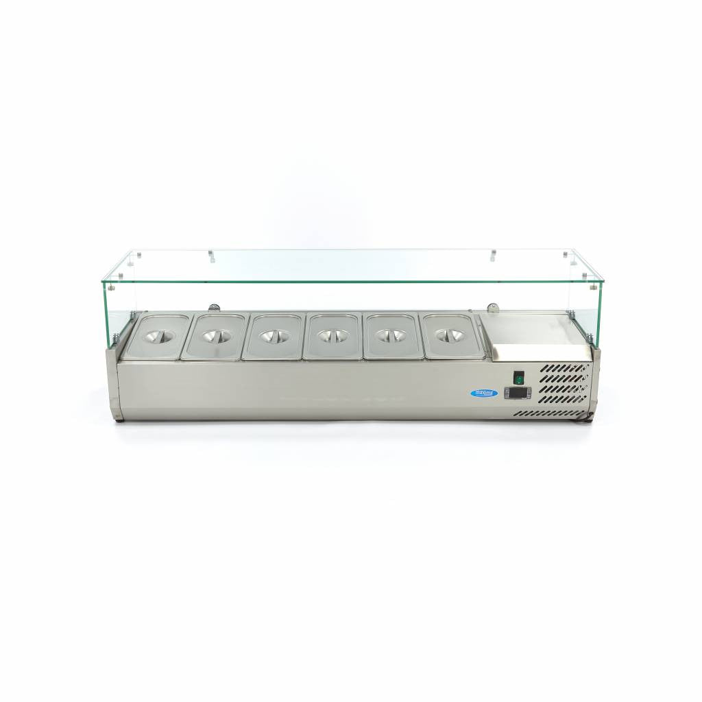 Saladette sur plan de travail - 140cm - 6 bacs GN 1/3 inox 6 L 200 W Maxima - vue 6 - Saladette pizza à poser pro CHR - Cuistéo