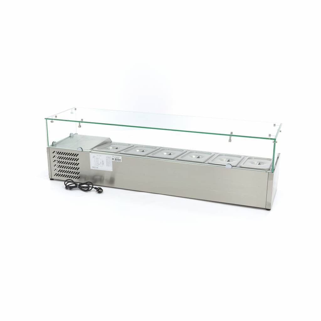 Saladette de comptoir - 150cm - 6 bacs GN 1/3 6 L 200 W Maxima - vue 4 - Saladette pizza à poser pro CHR - Cuistéo