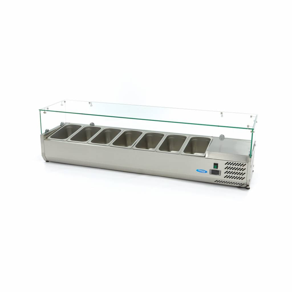 Saladette professionnelle 7 bacs GN 1/3 - Réfrigérateur de comptoir 160 cm 7 L 200 W Maxima - vue 3 - Saladette pizza à poser pro CHR - Cuistéo