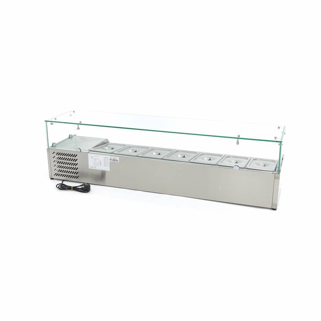 Saladette professionnelle 7 bacs GN 1/3 - Réfrigérateur de comptoir 160 cm 7 L 200 W Maxima - vue 4 - Saladette pizza à poser pro CHR - Cuistéo